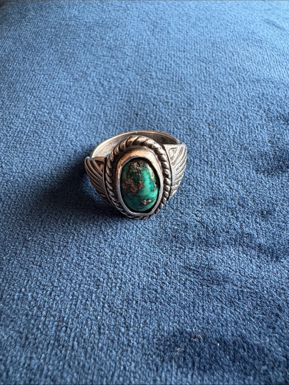 Sterling Silver Green Turquoise Oval Ring